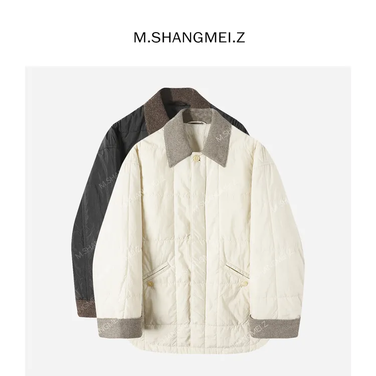 M.SHANGMEI.Z/沐熙【白羊】美大哥保暖复古舒适撞料薄棉服x113249
