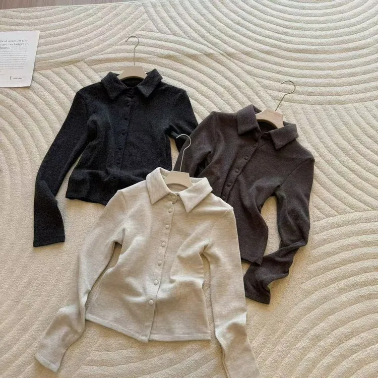 Polo领加绒针织衫女秋冬2025年新款简约保暖百搭开衫气质长袖上衣