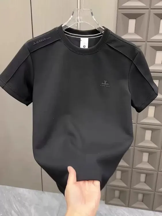 2025夏季新款男士修身简约百搭圆领短袖运动休闲速干半袖棉质T恤i