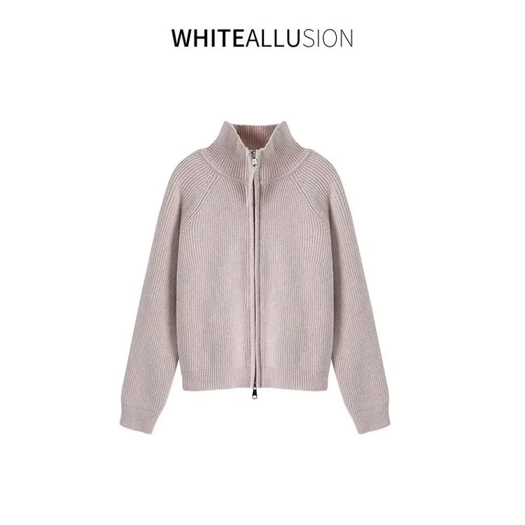 素典【冬日调色盘】双拉链毛衣开衫~冬季韩系宽松针织衫外套3526