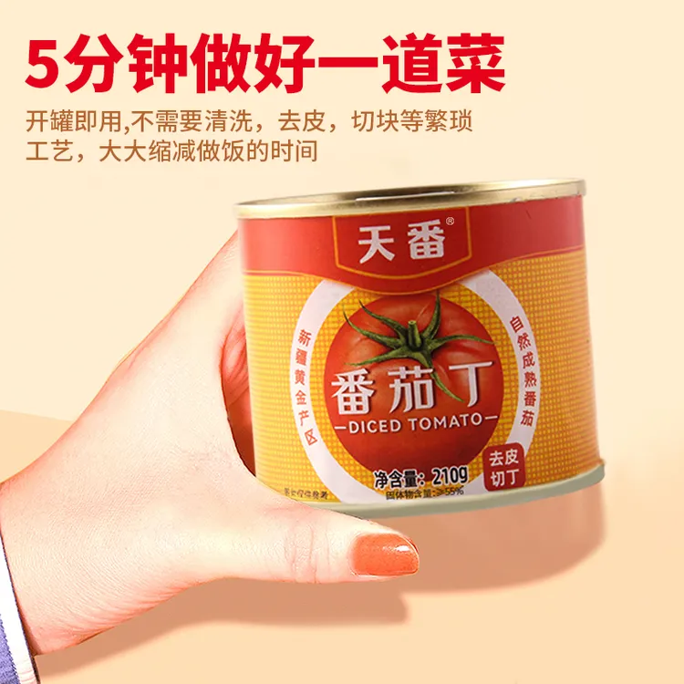 天番番茄丁24年210g*12罐清新疆番茄丁罐头西红柿罐头捡漏