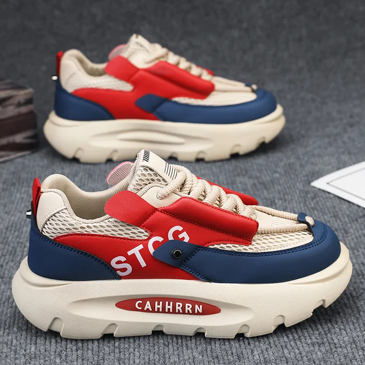 男鞋夏季透气2025新款厚底增高运动鞋潮流百搭复古休闲跑步老爹鞋