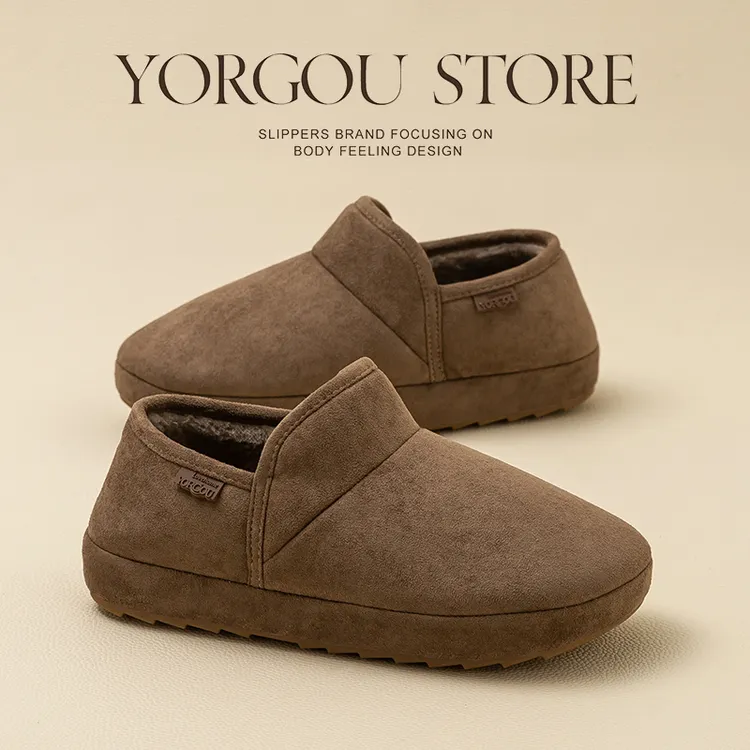 远港全包跟棉鞋情侣秋冬居家室内保暖加绒男女外穿防滑厚底棉拖鞋