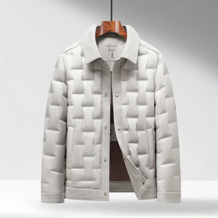 2025冬季男士轻奢翻领超轻男士修身时尚保暖上衣外套秋冬休闲