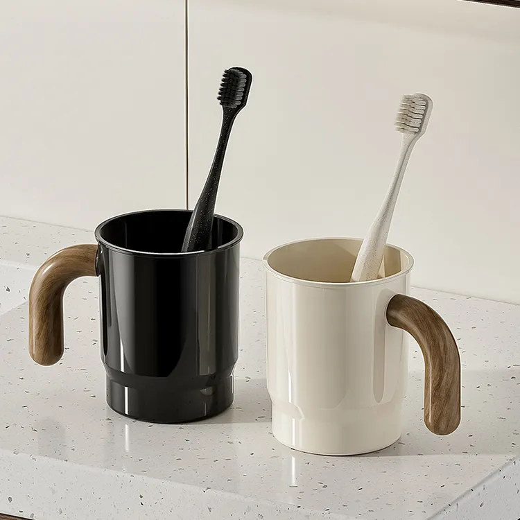 卫生间漱口杯家用加厚带柄刷牙杯便携简约牙缸牙刷牙膏牙具收纳杯
