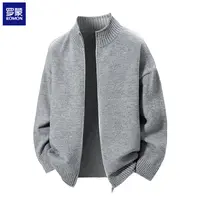 罗蒙针织开衫毛衣春秋外套男款爆款2025新款百搭立领男慵懒风线衣