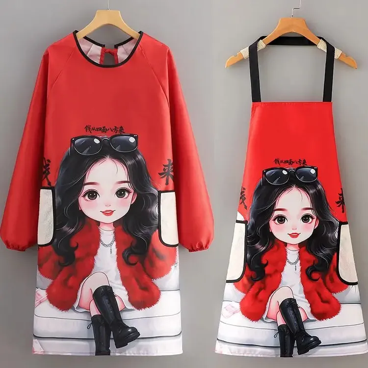 防水时尚防油围裙厨房家用可爱洋气围腰做饭网红上班清洁工作衣服