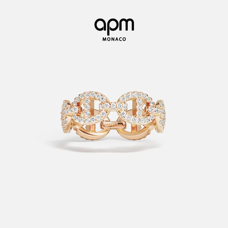 APM Monaco Maille Marine玫瑰金猪鼻戒指时尚欧美
