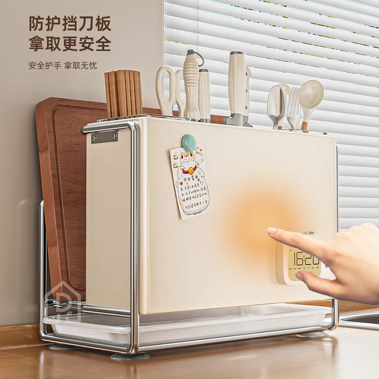 家用新款厨房刀架置物架壁挂多功能筷子笼菜刀菜板一体刀具收纳架