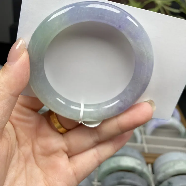 天然翡翠A货冰春彩胖圆条