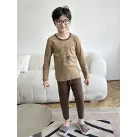 冬季儿童印花卡通中大童圆领家居服保暖套装  3518