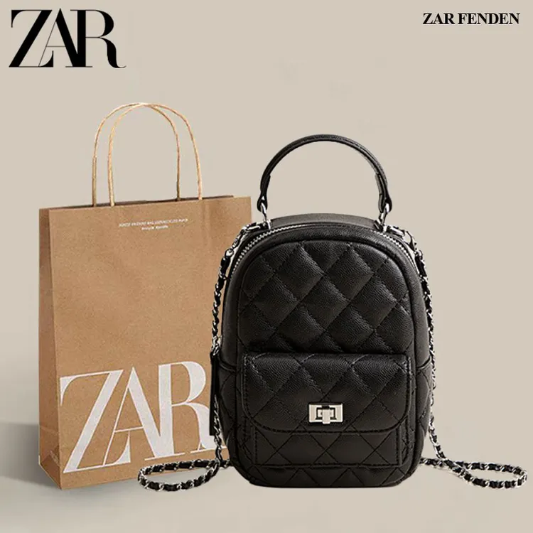 ZAR FENDEN【云雾山茶】高级感菱格双肩包包女2025新款时尚百搭包