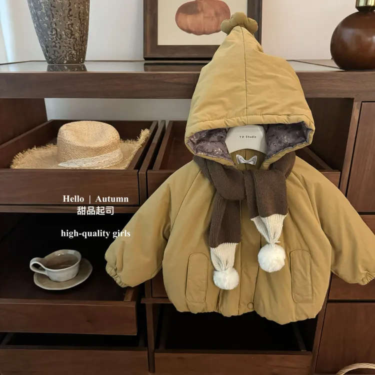 【甜品起司】可爱暴击！原创女童加绒加厚连帽棉衣韩版宝宝防风大衣