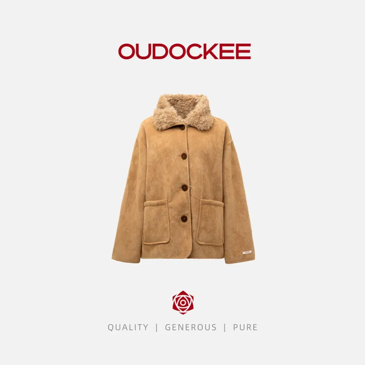 OUDOCKEE 鸥鸥【小羊羔】慵懒风翻领美式宽松时髦外套 JACG608T