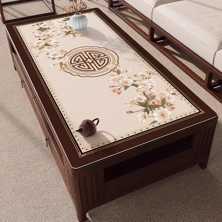 新中式茶几桌垫客厅餐桌垫防水防油防烫高档国风长方形桌面保护垫