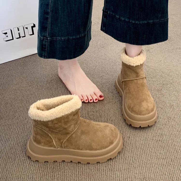 【奥莱撤柜】雪地靴女皮毛一体2025新款冬季女鞋子网红百搭爆款厚底