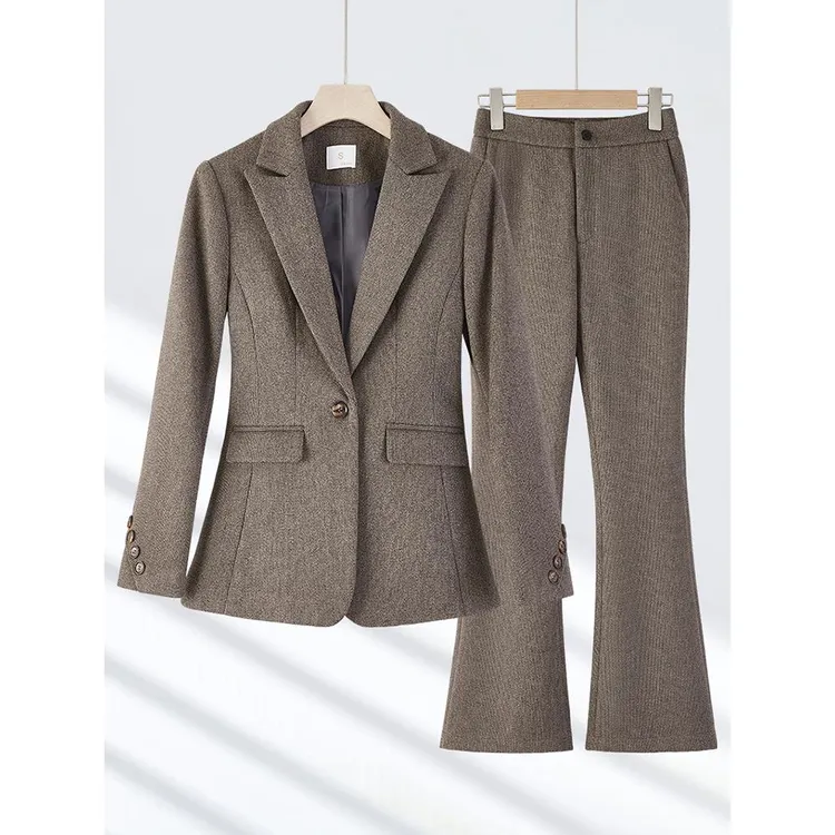 毛呢西装外套女春秋2025新款春秋高端职业正装西服外套工作服秋冬
