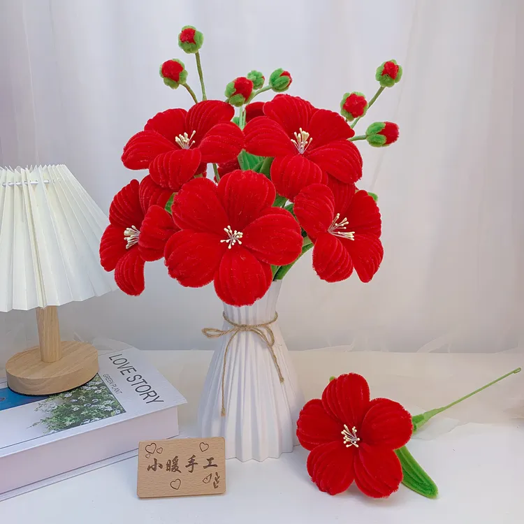芙蓉花扭扭棒diy材料包（非成品）不带花瓶