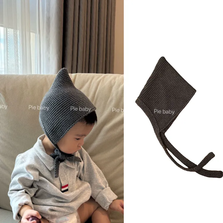 Pie baby-婴儿针织帽子秋冬纯棉宝宝北欧风尖尖帽洋气护耳精灵帽
