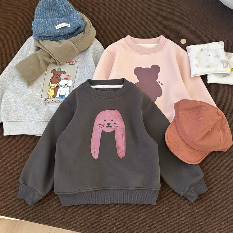 丘棠 中大童加绒卡通无感印花卫衣256722