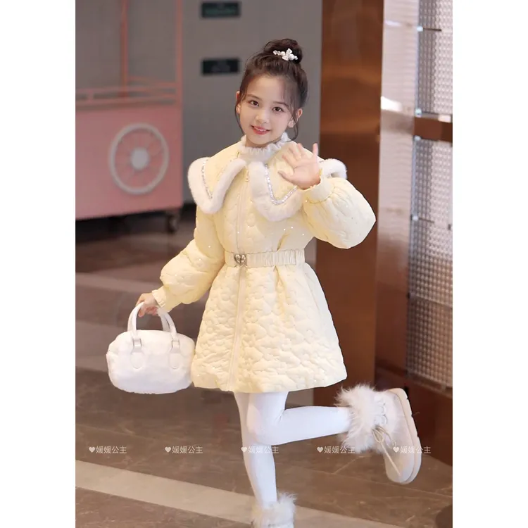 媛媛公主2025冬季女童时尚收腰保暖棉服外套15416R380