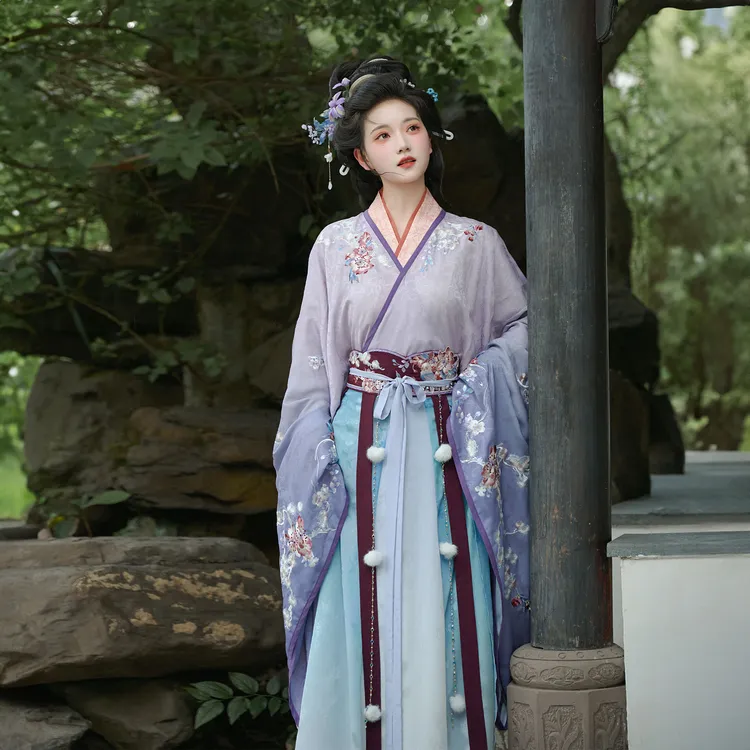 静还决 亭雪藏松 原创晋制汉服女2025新款夏季大袖九破裙腰封日常