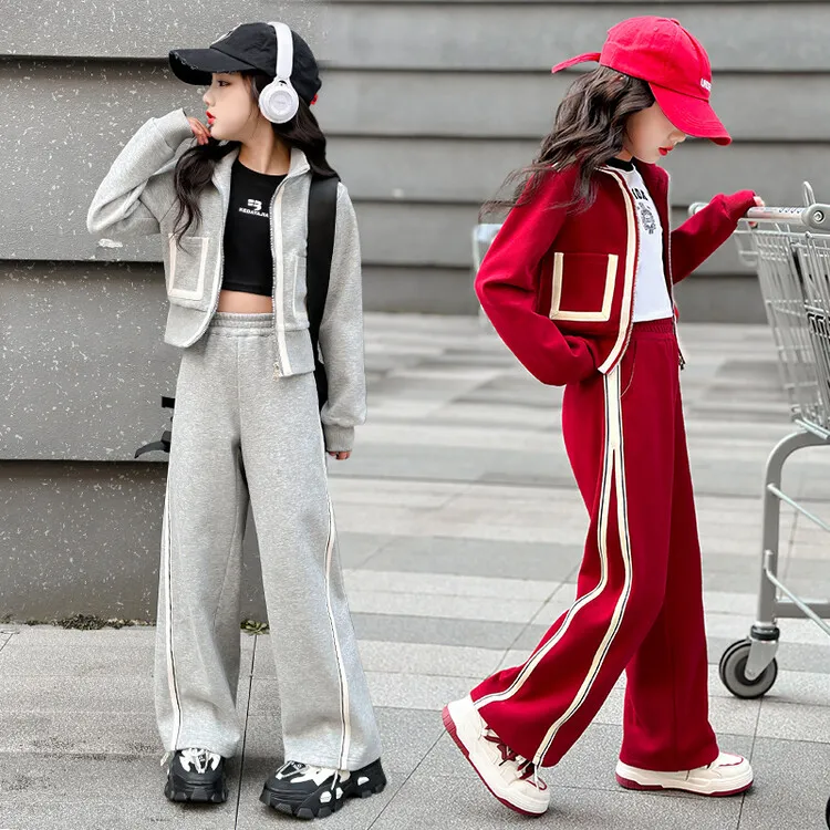 女童运动套装秋装2025新款中大童卫衣外套儿童休闲两件套春秋款潮
