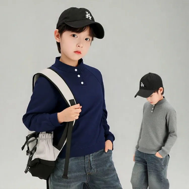 男童秋装长袖立领男女童T恤宝宝套头百搭女童韩系英伦风打底衫