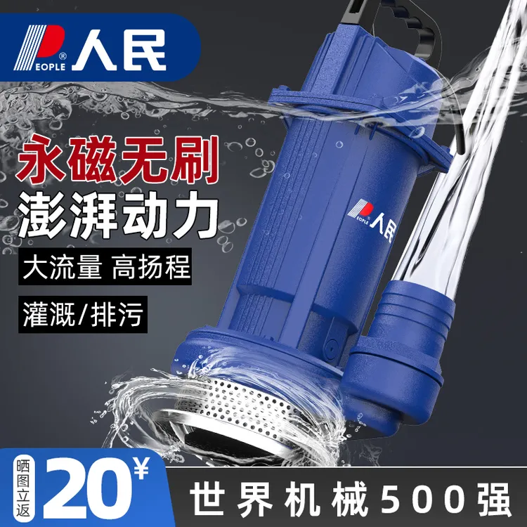 人民无刷直流潜水泵48V60V72V家用电瓶车抽水泵农用高扬程污水泵