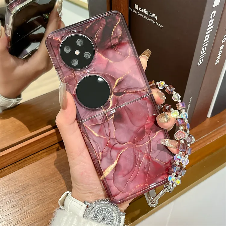 相框石纹适用华为pocket2手机壳pockets折叠屏p50pocket保护套女