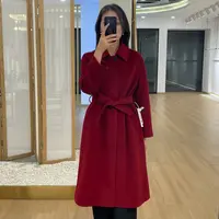 2025秋冬新款女士显瘦厚款纯色毛呢外套中长款羊绒大衣