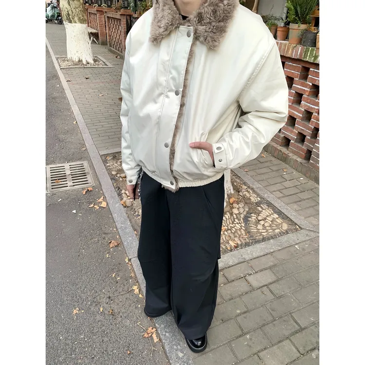 LIONYU「白羚羊」 新雪丽恒温暖绒毛领棉服男bomber天丝棉棉衣夹克