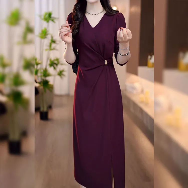 星空软精纺连衣裙2025新款女装秋季高档气质轻奢显瘦遮肉礼服裙子