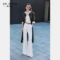 【小羊皮】琳工坊“游之”棕色皮风衣气质显瘦百搭复古时尚唐琳设计师