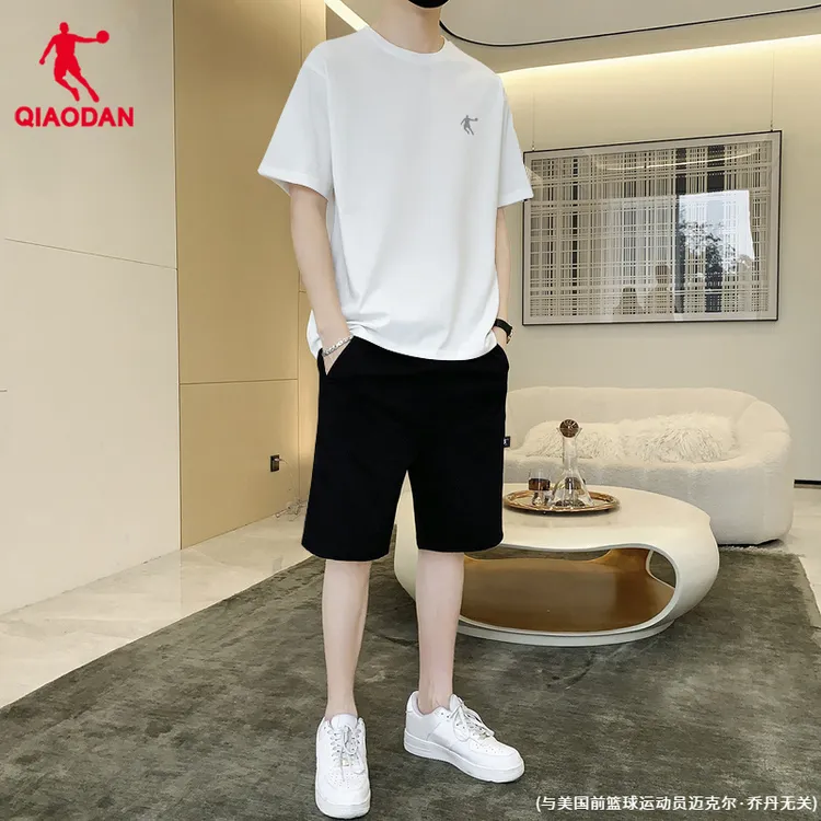 乔丹运动套装男士2025夏季新款短袖短裤冰丝速干健身房跑步两件套