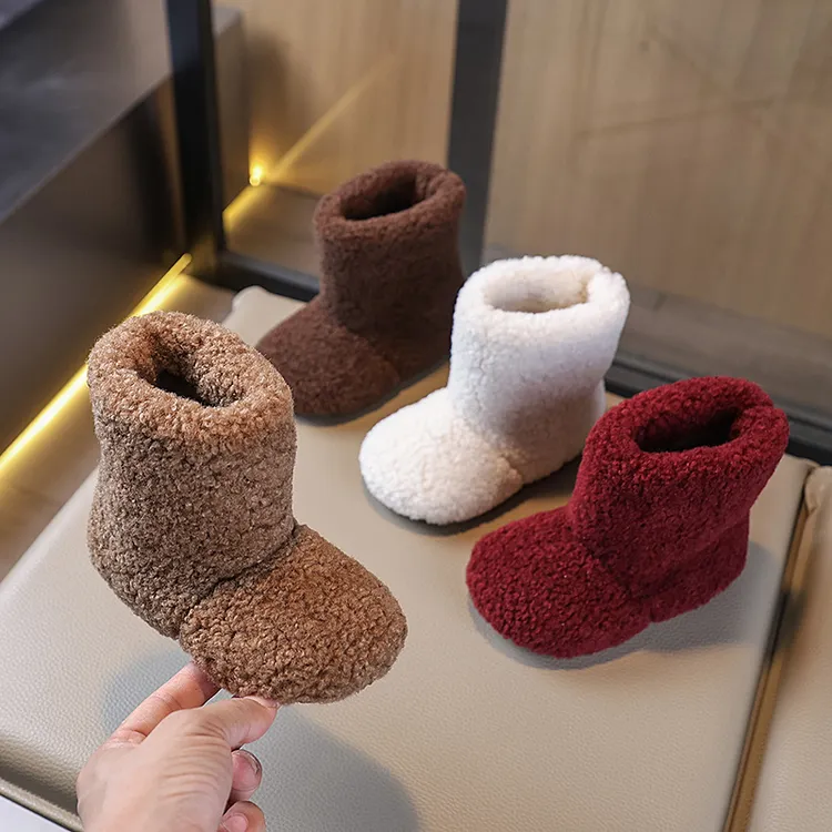 女童雪地靴2025冬季新款韩版儿童毛毛鞋加绒小女孩羊羔毛保暖棉鞋