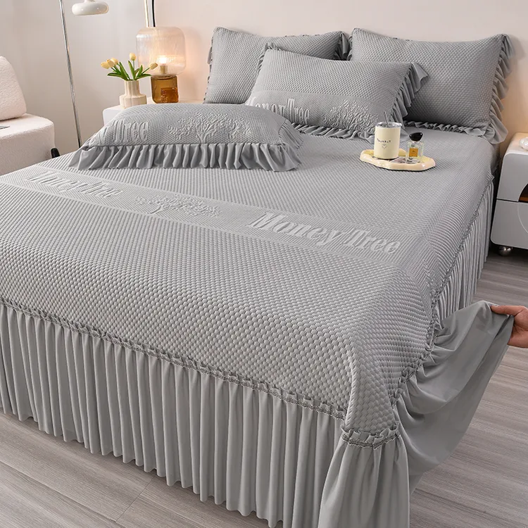 新款正品冰丝凉席三件套3D提花高分子豆豆席可机洗冰豆豆凉席柔软