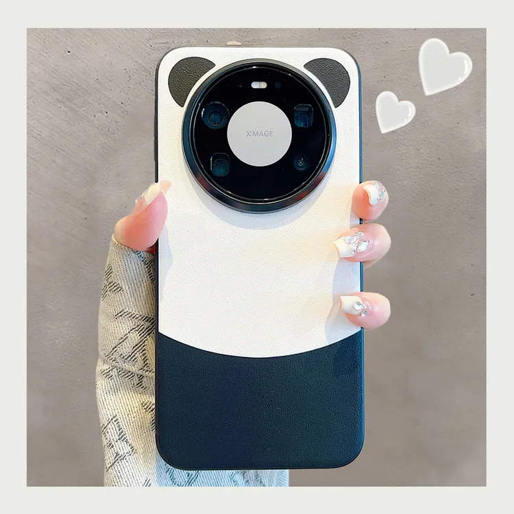 适用华为mate80promax手机壳熊猫外壳mate70Air高档皮纹mate60pro