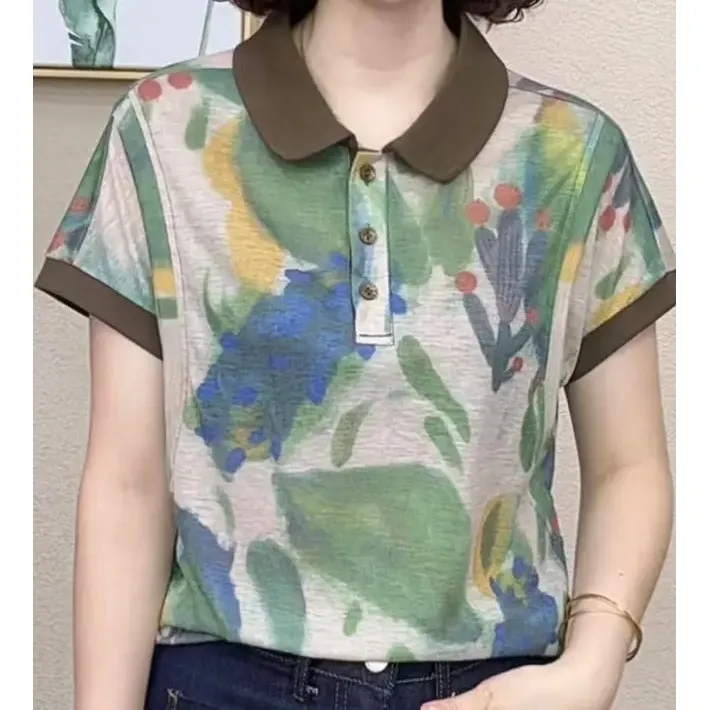 20252025夏季新款翻领撞色时尚洋气显瘦女士上衣#设计感大码ol套