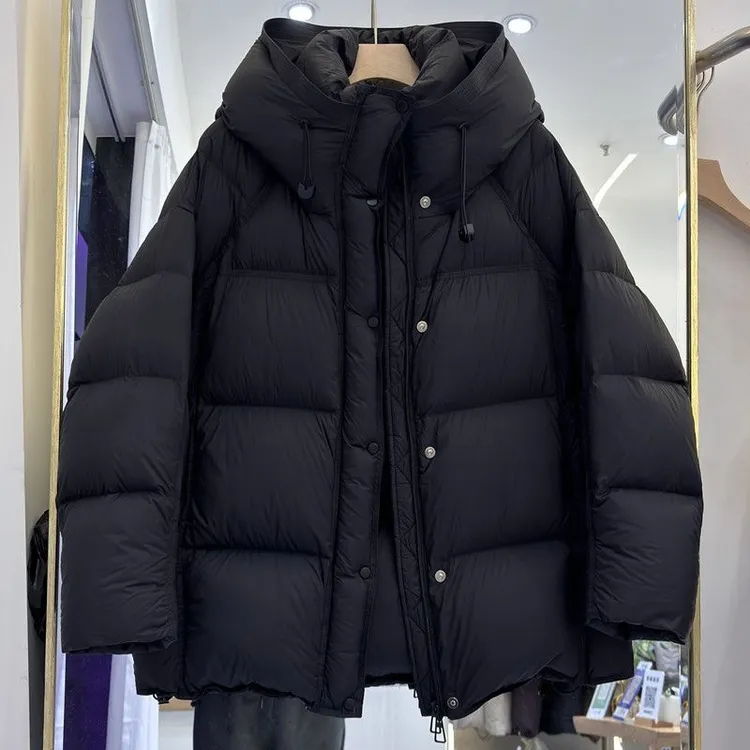 泡芙羽绒服女2025冬新款90白鸭绒宽松连帽加厚保暖轻奢洋气女外套