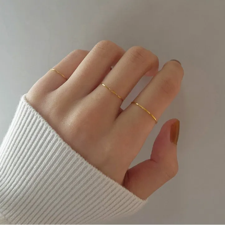 金色不掉色防水防汗素圈戒指气质百搭小众简约insNA100
