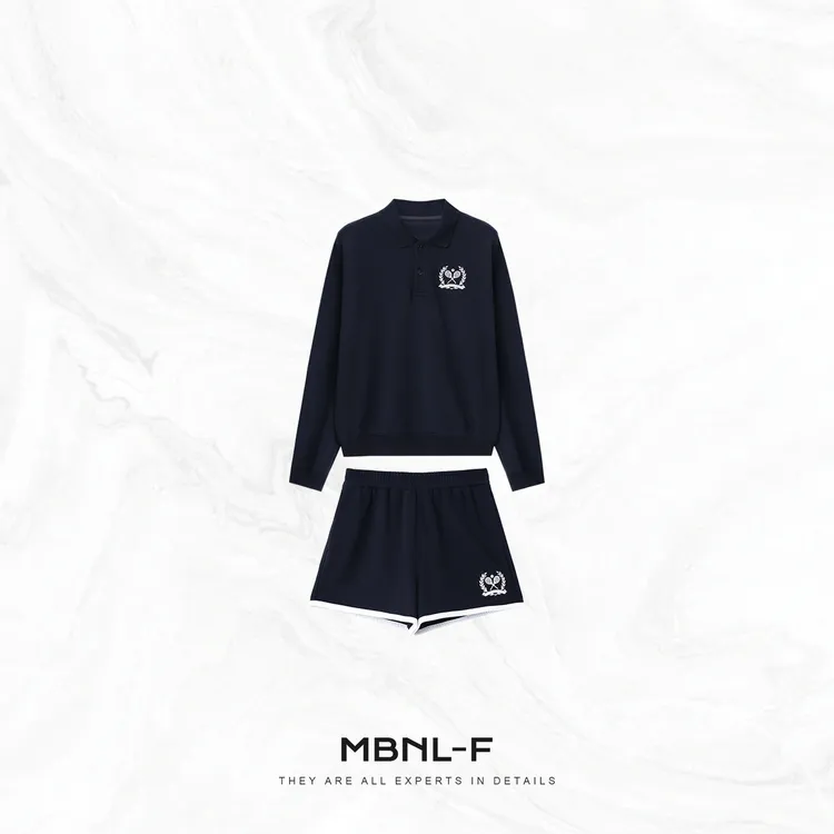 MBNL-F "劳伦套装" 100%棉休闲时尚POLO领卫衣套装 秦磊TH-TZ7231