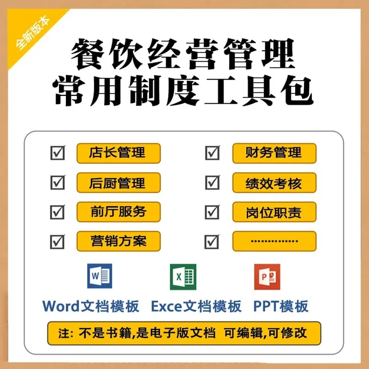  餐饮管理培训工具包【升级版】提升餐厅管理效率可编辑打印