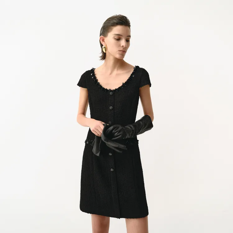 TORIL  肌理感时尚气质重工小香风圆领连衣裙女 TGD2FSW047