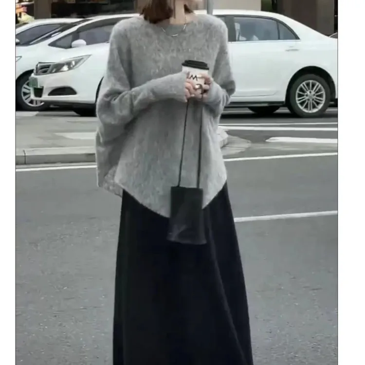 新款搭配不规则纯色针织搭配高腰显瘦半身裙女装