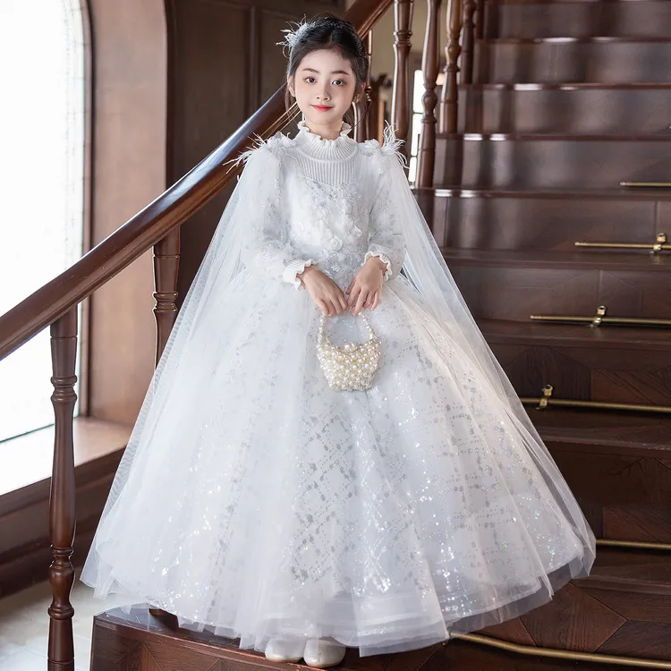 女童主持人绝美晚礼服高端轻奢小众女孩公主裙儿童钢琴演奏演出服