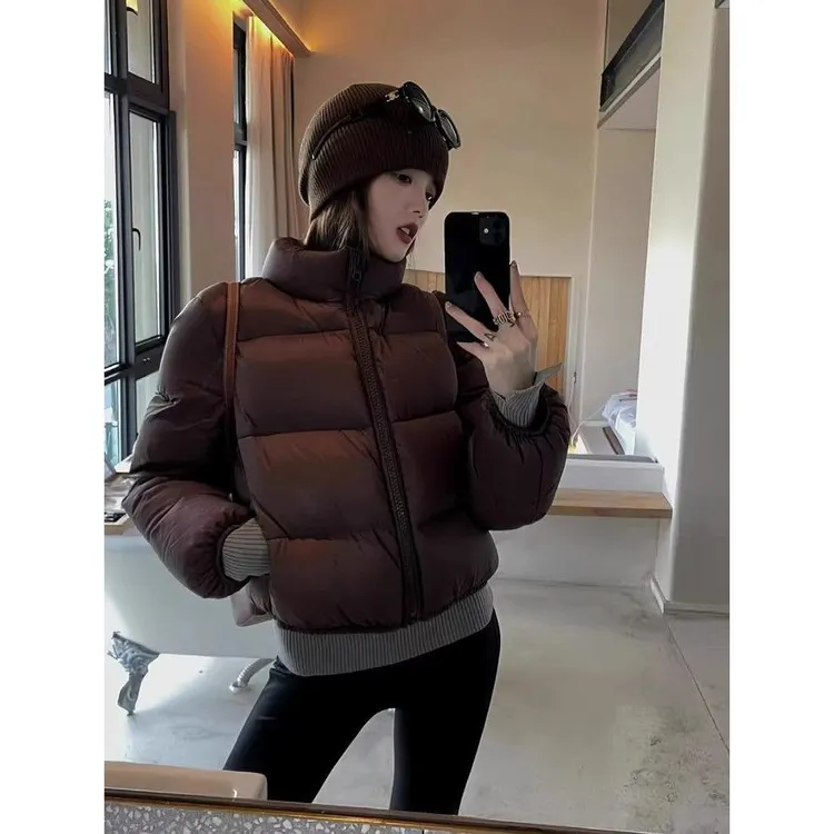 欧货2025冬季新款肯豆风羽绒服女短款小个子白鸭绒加厚面包服外套