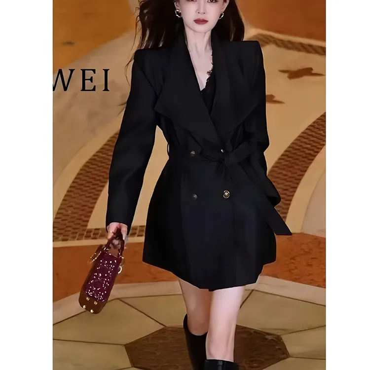 中长款休闲风秋季长袖千金风风衣设计感短款法式收腰显瘦气质