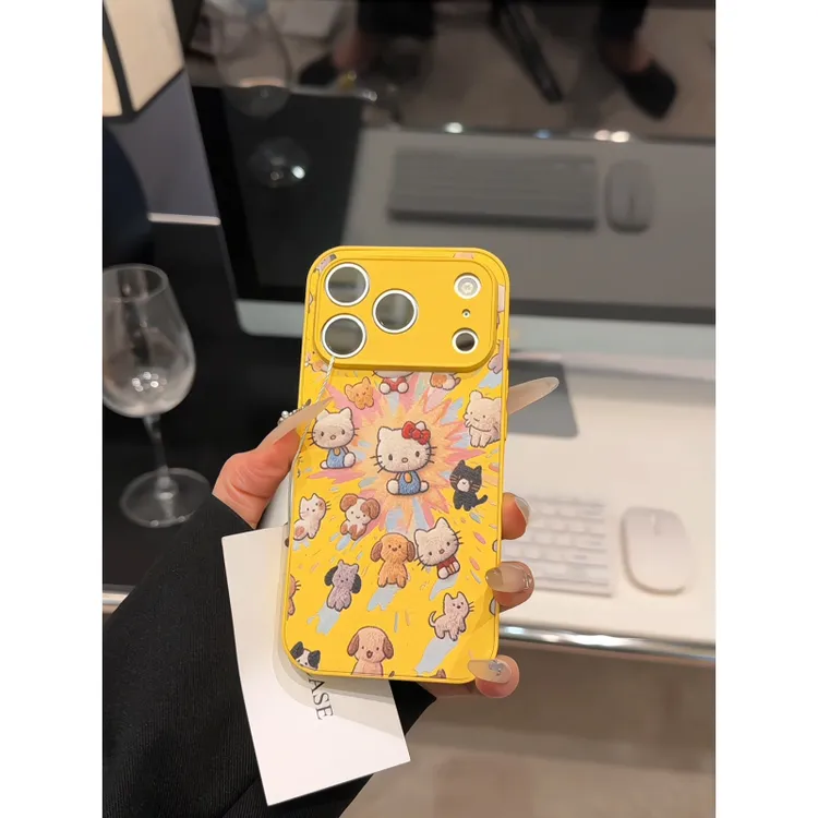 爆炸kt猫适用苹果17pro手机壳16promax创意华为p70皮纹荣耀小米15