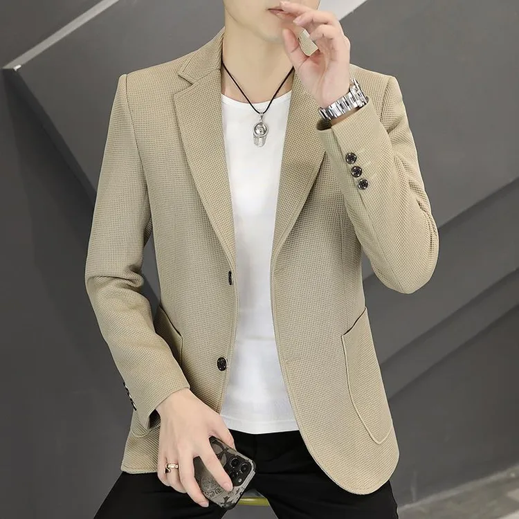 西服外套男士韩版修身潮流两粒扣单西男装春季新款免熨烫休闲小西